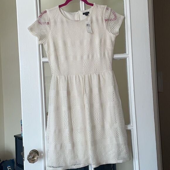 Beautiful Ann Taylor lace eyelet white skater women’s mini dress NWT size 4 - Picture 14 of 16